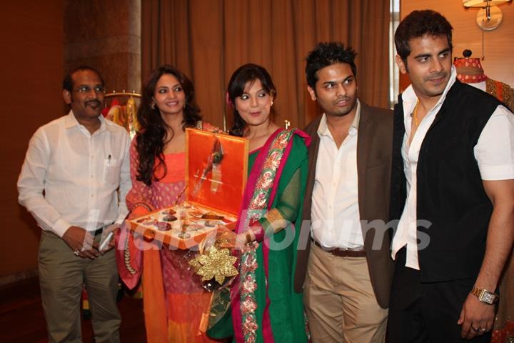 Anita More, Deepshika, Shailesh More & Keshav at the new collection unveiling of designer Anita More