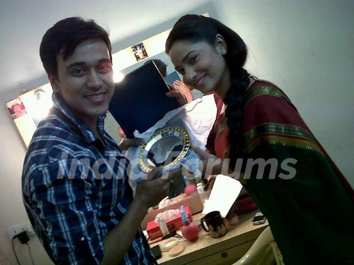 Ankita Lokhande and Anurag Sharma On Set