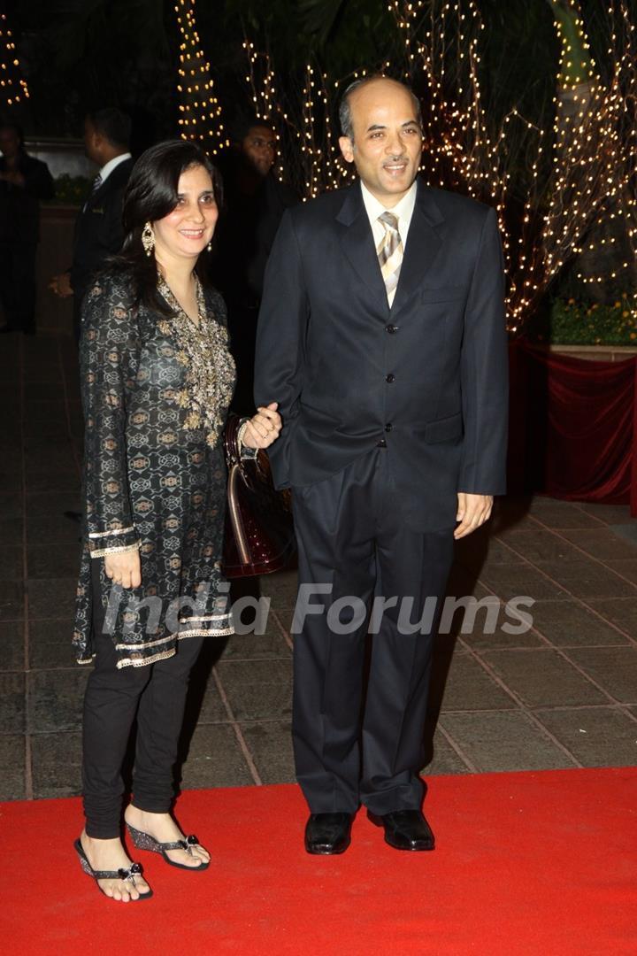 Sooraj R Barjatya with wife at Karan Johar's 40th Birthday Party