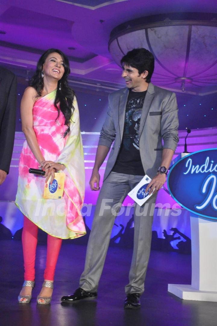 Hussain Kuwajerwala and Mini Mathur at Launch of Sony's sixth season of Indian Idol