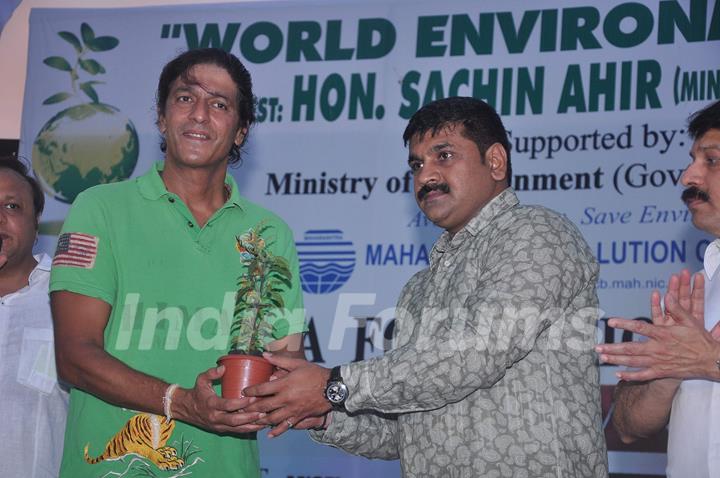 Bollywood actor Chunky Pandey at world environment day celebrations in Mumbai. .