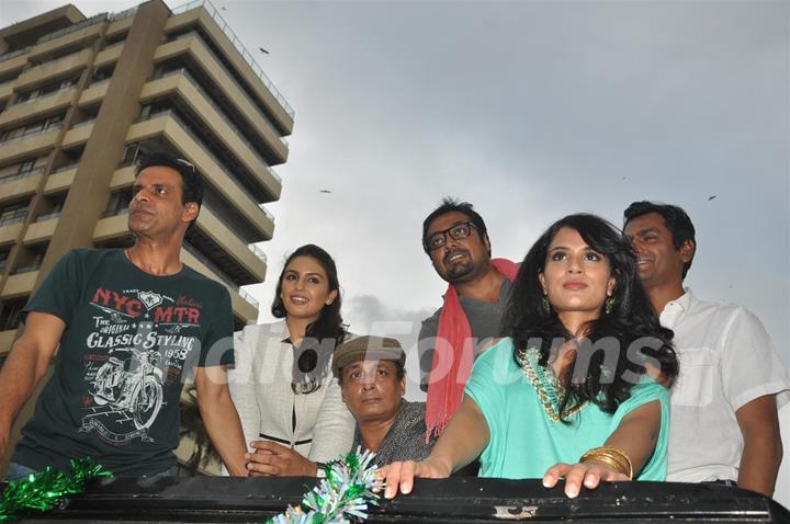 Manoj Bajpai, Richa Chadda,Anurag Kashyap, Nawazuddin Siddiqui at Music Launch of Gangs of Wasseypur