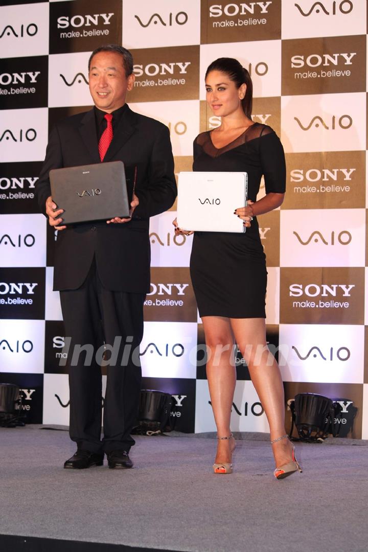 Bollywood actress Kareena Kapoor launches new range of Sony Vaio laptops at J W Marriott. .