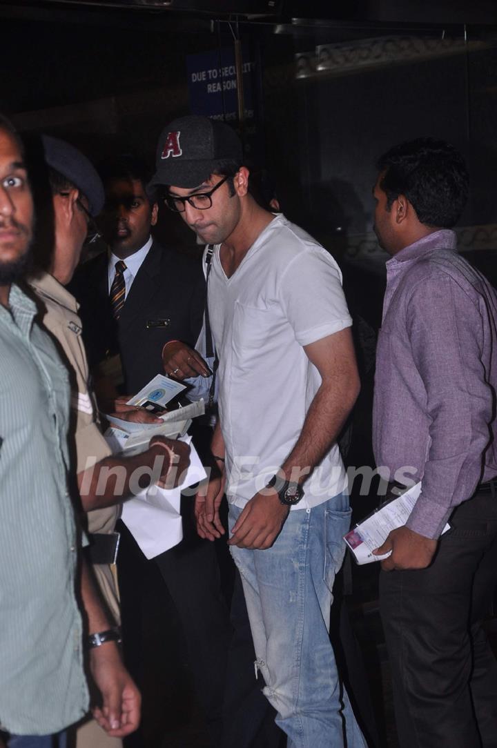 Bollywood actor Ranbir Kapoor leave for IIFA Awards at International Airport. .