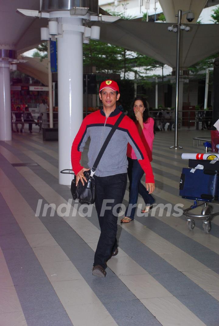 Bollywood actor Sharman Joshi return from IIFA Awards 2012. .