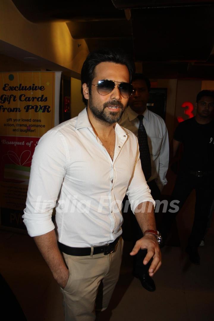 Bollywood actors Emraan Hashmi, Prosenjit Chatterjee and director Dibakar Bannerjee visit PVR Cinemas to promote their film Shanghai in Juhu, Mumbai