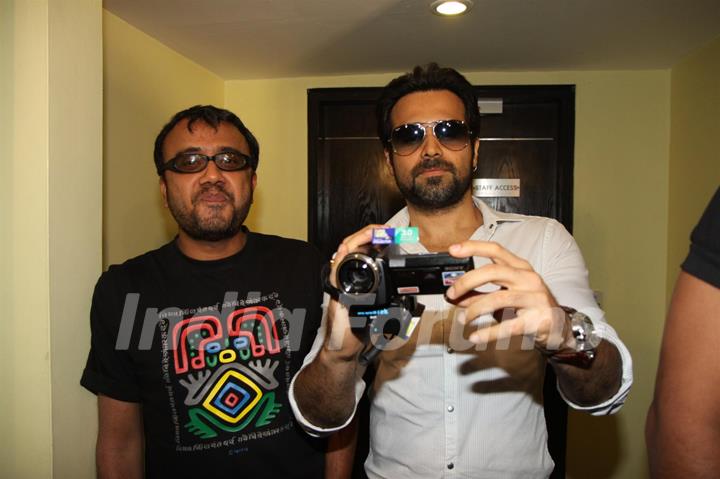 Bollywood actors Emraan Hashmi, Prosenjit Chatterjee and director Dibakar Bannerjee visit PVR Cinemas to promote their film Shanghai in Juhu, Mumbai