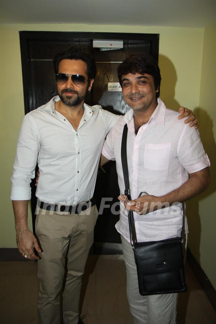 Bollywood actors Emraan Hashmi, Prosenjit Chatterjee and director Dibakar Bannerjee visit PVR Cinemas to promote their film Shanghai in Juhu, Mumbai