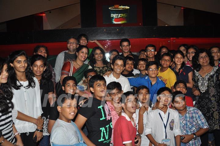 Sharman Joshi, Rajesh Mapuskar and Ritwik Sahore at Film Ferrari Ki Sawaari Kids Special Screening