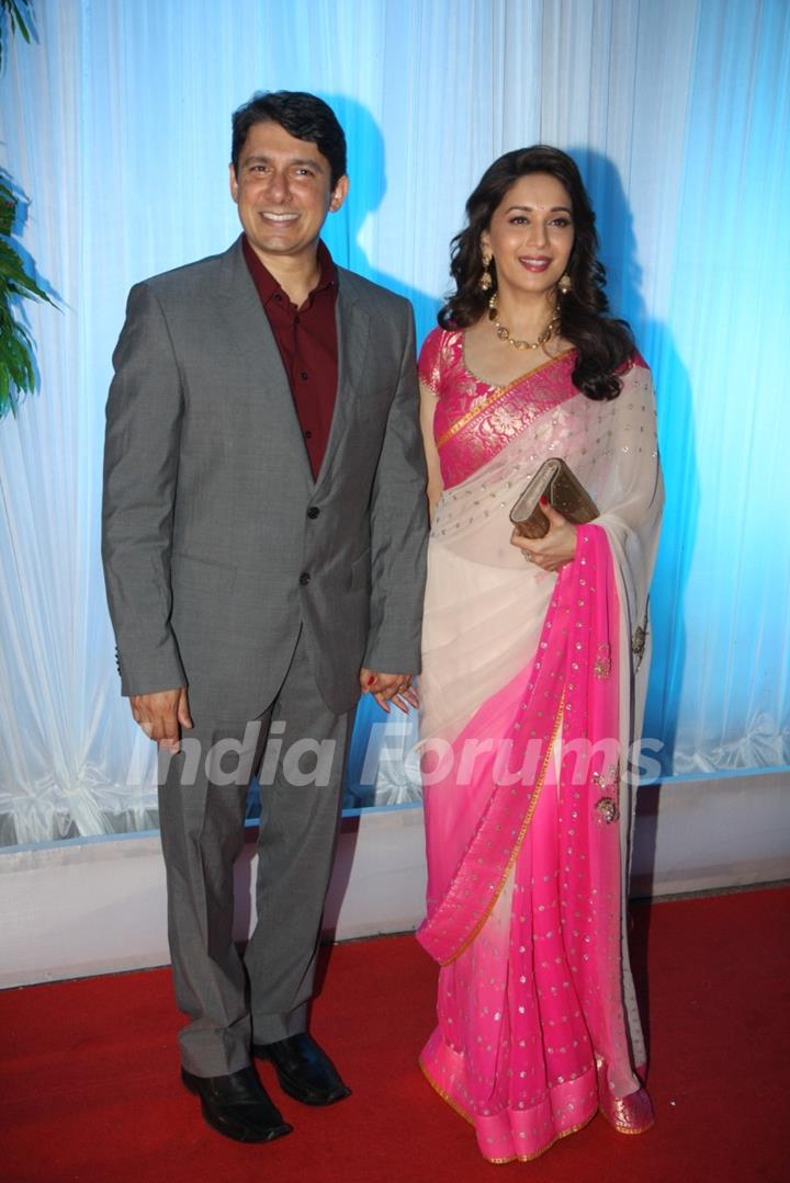 Madhuri Dixit with husband Dr Sriram Nene at Esha Deol's Wedding Reception