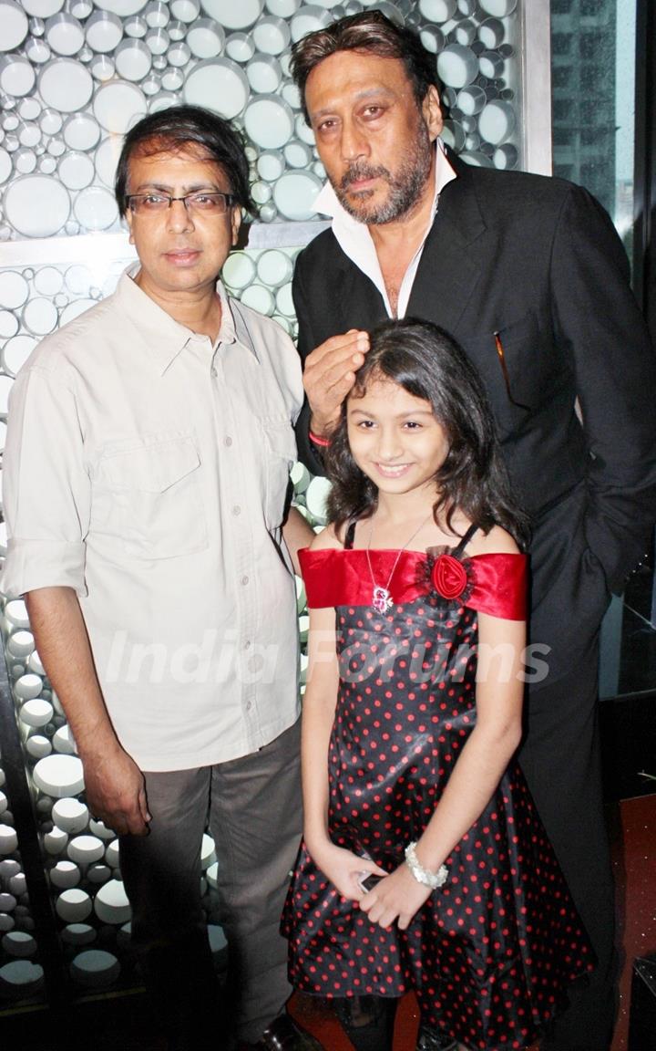 Director Ananth Mahadevan, actor Jackie Shroff and child artiste Sanya Anklesaria at Ektanand's Picture  LIFE IS GOOD trailer launch at Cinemax, Versova. .