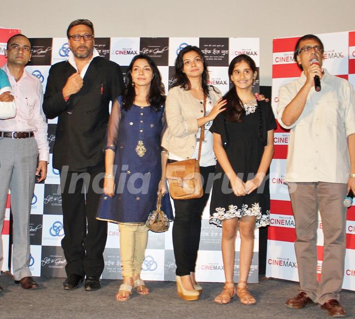 Producer Anand Shukla, Jackie Shroff, Sunita Chhaya, Ankita Shrivastav, Ananth Mahadevan's at Ektanand Picture LIFE IS GOOD trailer launch at Cinemax, Versova. .