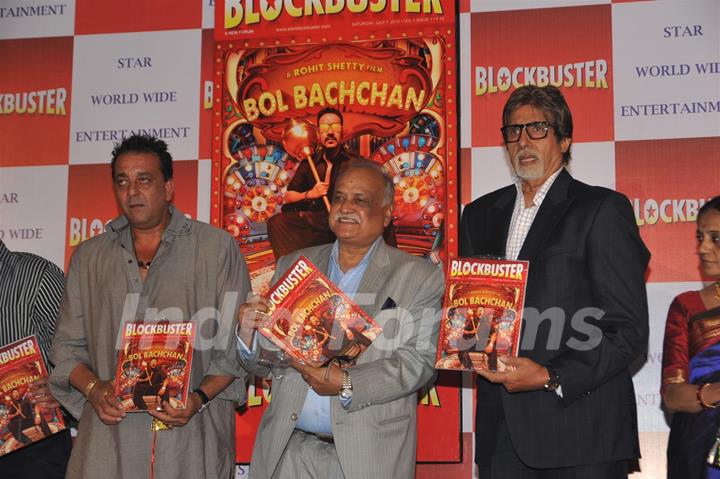 Sanjay Dutt, TP Agarwal & Amitabh Bachchan at Launch of T P Aggarwal's trade magazine 'Blockbuster'