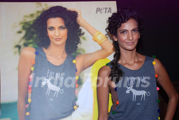 Award-winning actor Poorna Jagannathan appeared in a brand-new ad for PETA in Mumbai. .