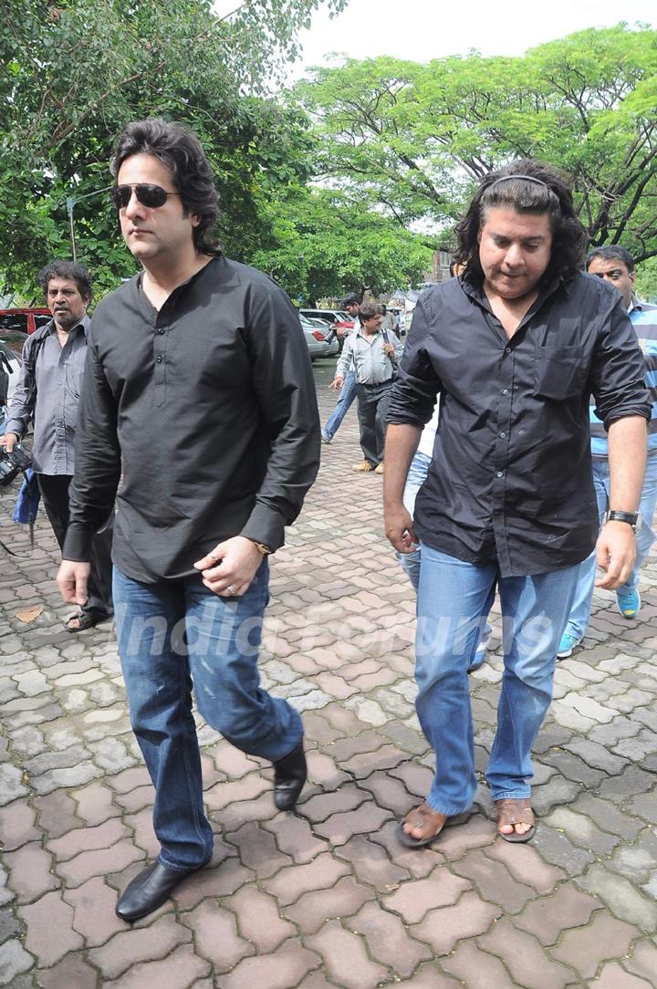 Bollywood actor Fardeen Khan with Director Sajid Khan at Dara Singh funeral. .