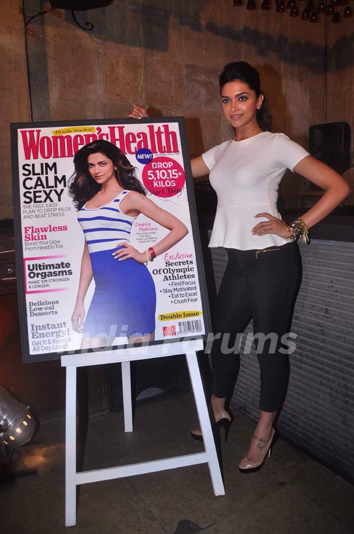 Bollywood actress Deepika Padukone launches the double issue of 'Women's Health' magazine in Shiro, Mumbai. .