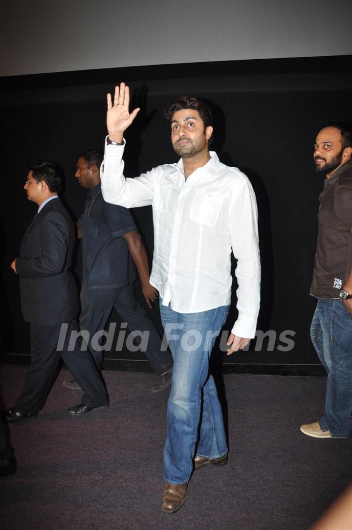 Abhishek Bachchan and Rohit Shetty visited Cinemax, Kandivali in Mumbai