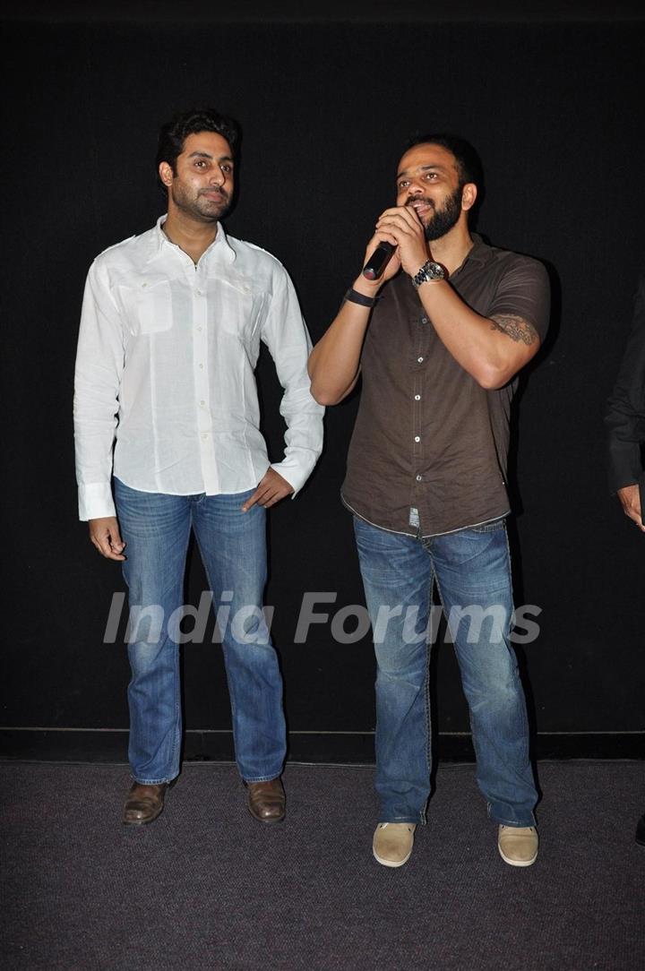 Abhishek Bachchan and Rohit Shetty visited Cinemax, Kandivali in Mumbai