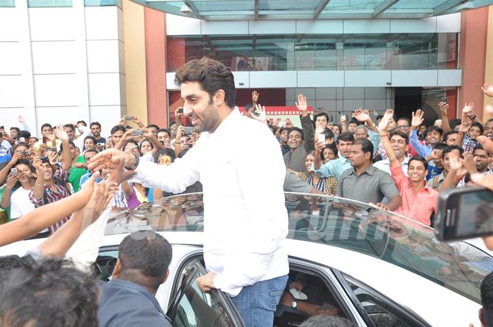 Abhishek Bachchan and Rohit Shetty visited Cinemax, Kandivali in Mumbai