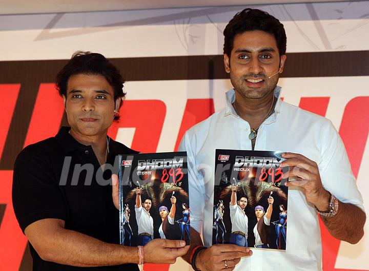 Abhishek Bachchan and Uday Chopra during the launch of Yomics