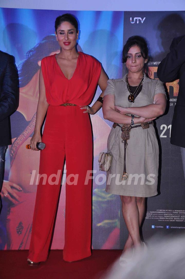 Bollywood actress Kareena Kapoor and Divya Dutta at 'Heroine' film first look in Cinemax, Mumbai. .