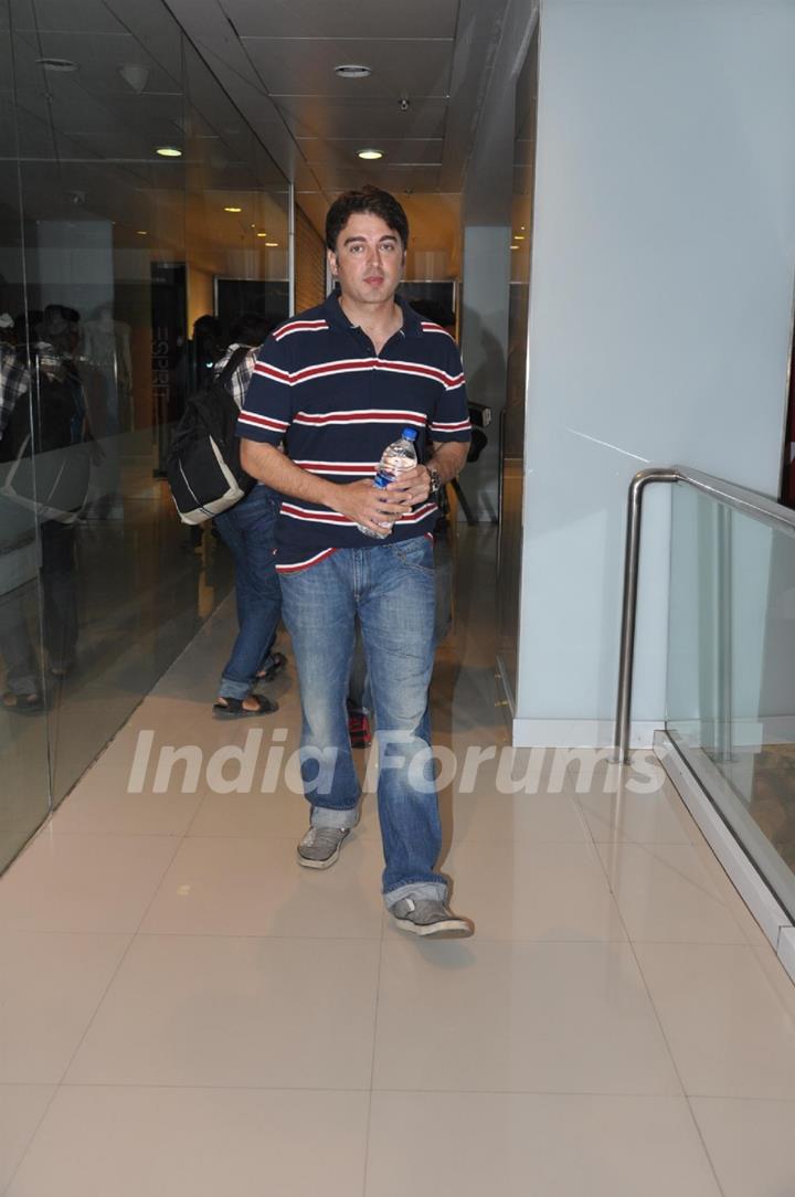 Uday Chopra with Nargis Fakhri and Jugal Hansraj at PVR Cinemas to watch Hollywood film The Dark Knight Rises