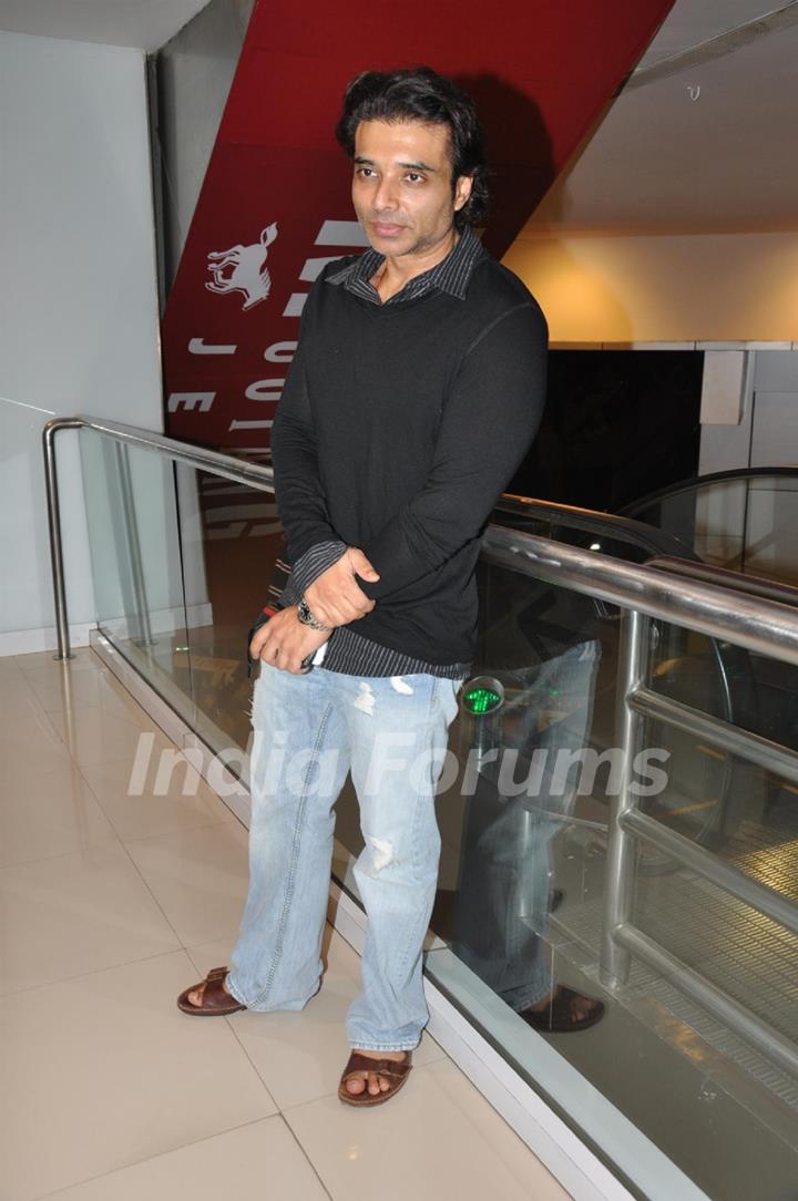 Uday Chopra with Nargis Fakhri and Jugal Hansraj at PVR Cinemas to watch Hollywood film The Dark Knight Rises