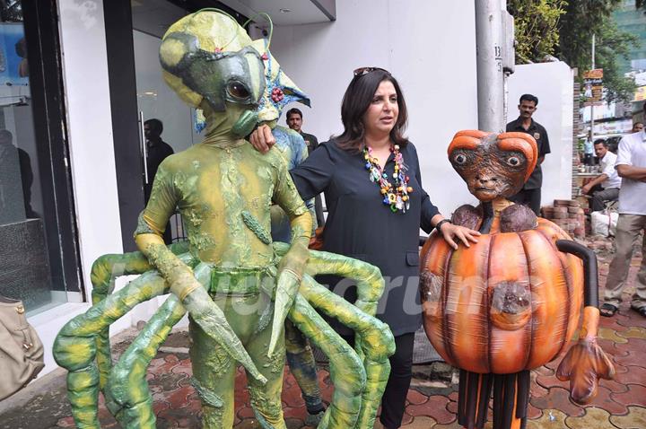 Choreographer-director Farah Khan promoting Joker with Aliens, Mumbai India. .