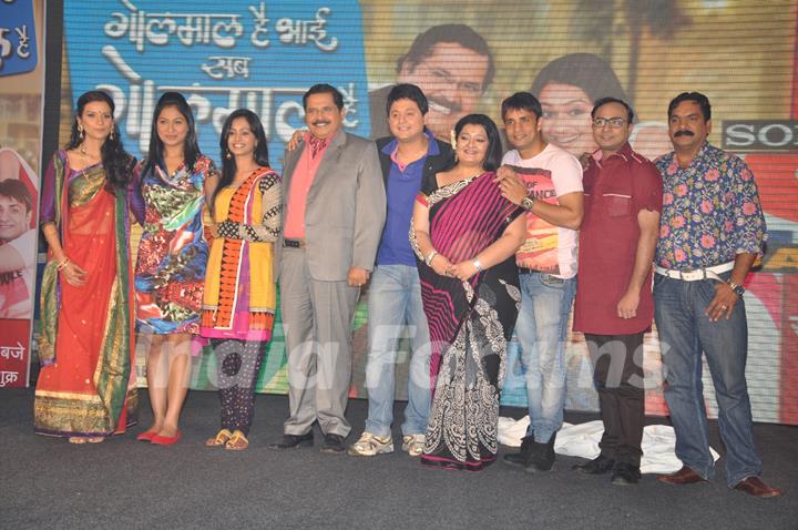 Indian tv actors Tiku Talsania, Aparna Mehta, Rajeev Thakur, Melissa Pais and Swapnil Joshi at SAB TV launches Golmaal Hai Sab Golmaal Hain in J W Marriott, Mumbai. .