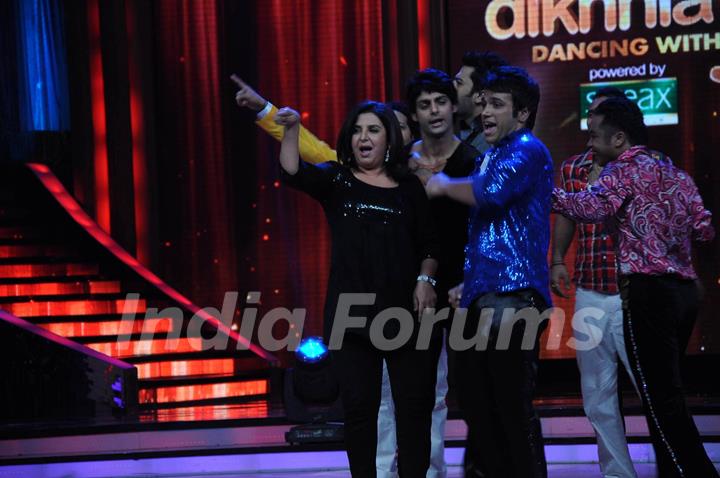 Farah Khan, Karan Wahi on the sets of Jhalak Dikhhla Jaa at Filmistan Goregaon