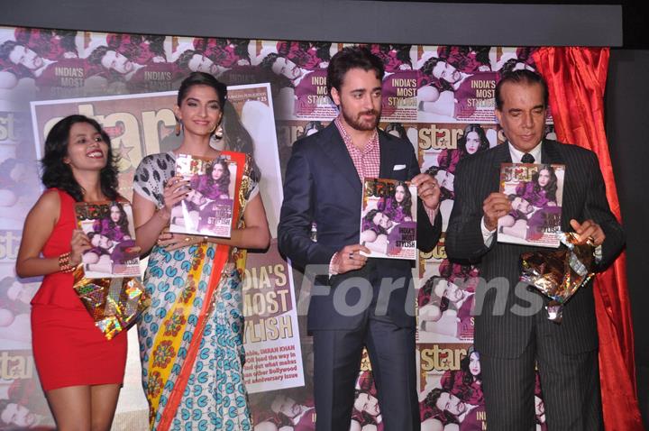 Bollywood actors Imran Khan and Sonam Kapoor launch Starweek India's Most Stylish Issue at Vie Lounge. .