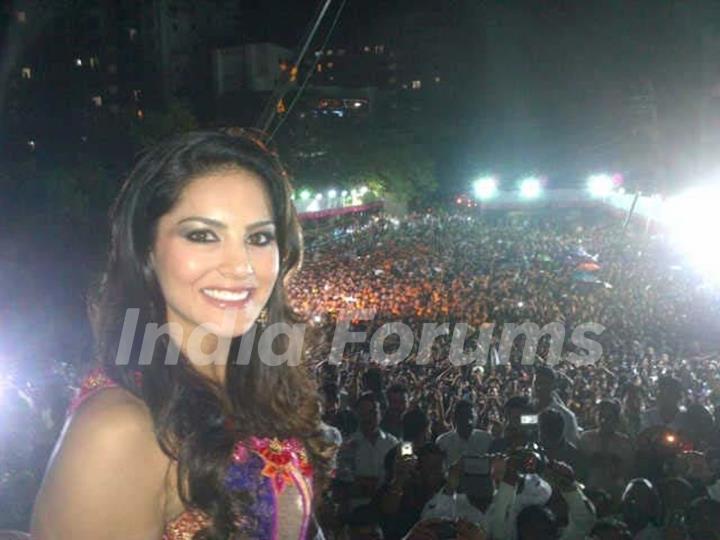 Actress Sunny leone at a Pune Dahi Handi Event. .