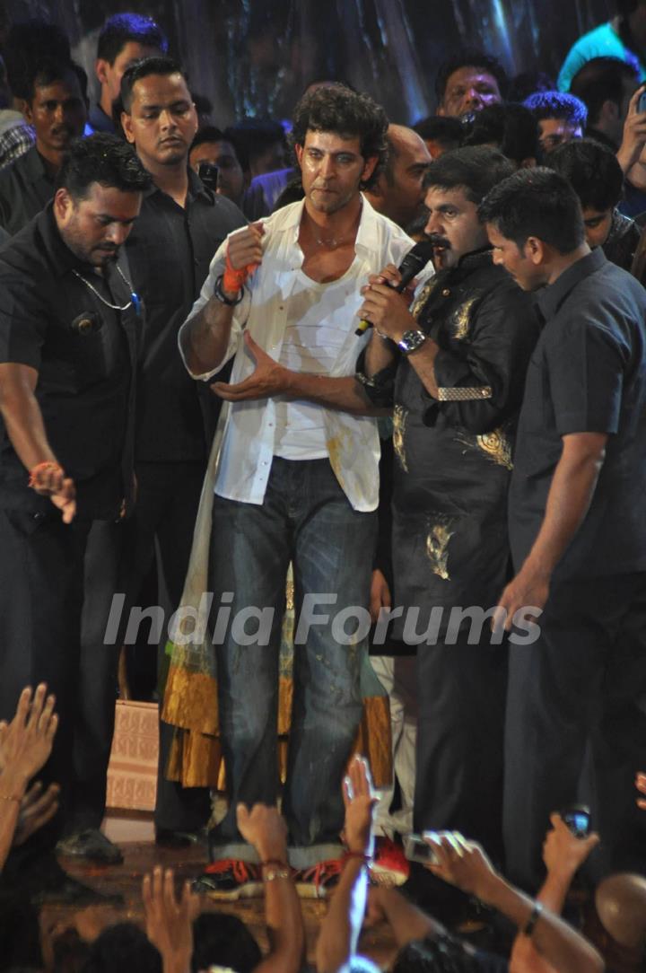 Bollywood actor Hrithik Roshan attended the Dahi Handi as part of the Janmashtami celebrations in Mumbai. .