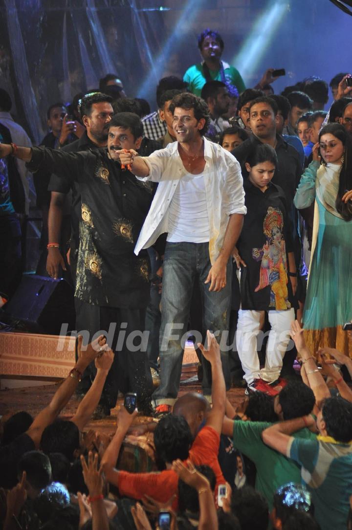 Bollywood actor Hrithik Roshan attended the Dahi Handi as part of the Janmashtami celebrations in Mumbai. .