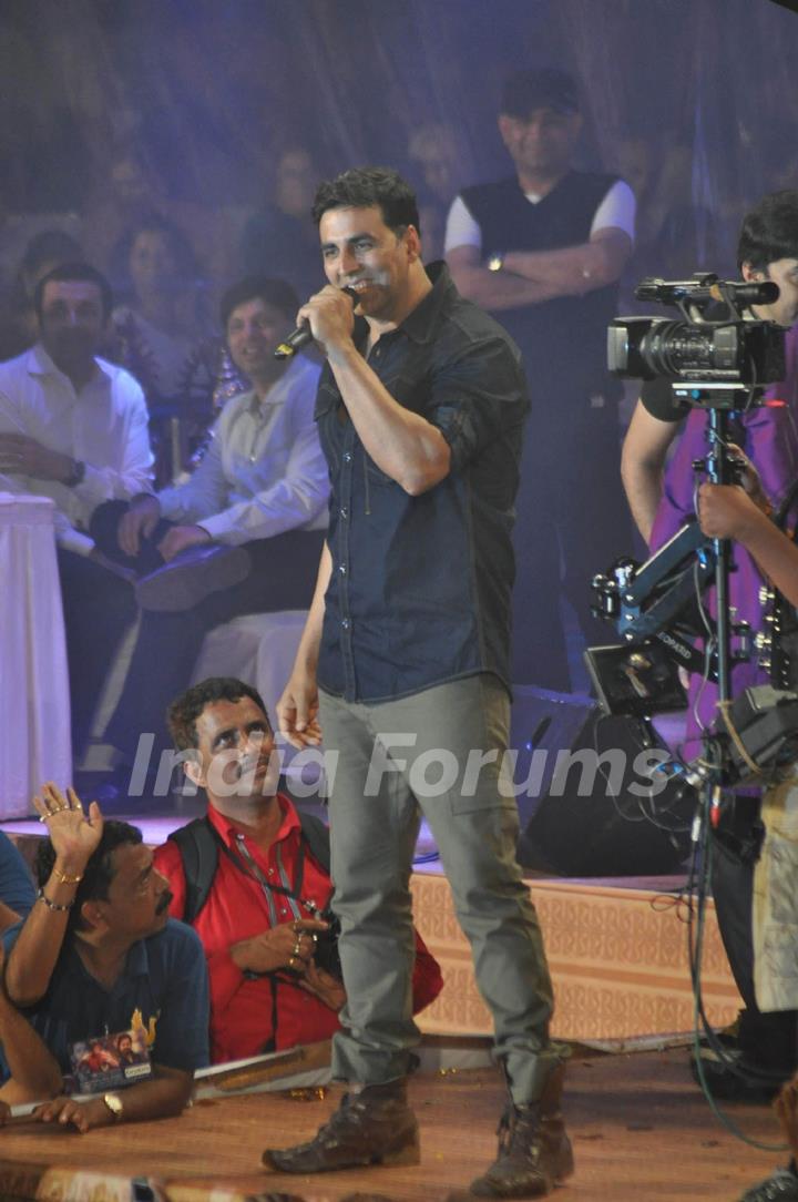 Bollywood actor Akshay Kumar attended the Dahi Handi as part of the Janmashtami celebrations in Mumbai. .