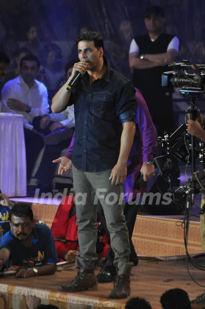 Bollywood actor Akshay Kumar attended the Dahi Handi as part of the Janmashtami celebrations in Mumbai. .