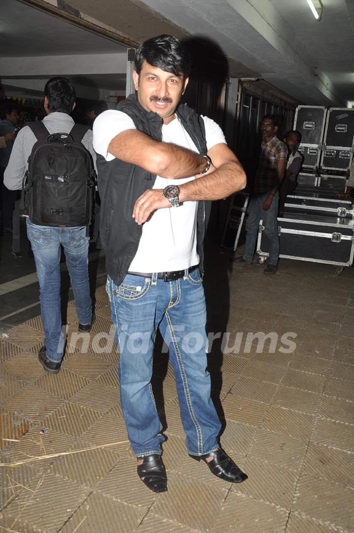 Bhojpuri actor Manoj Tiwari during the launch of the music album of film Ata Pata Laapata in Mumbai.