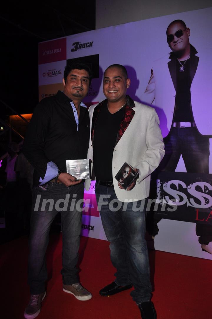 International music composed and singer Kissh with Bollywood singer and composer Neeraj Shridhar during the launch of his debate music album LADY at ky Lounge in Juhu in Mumbai.