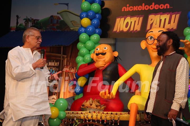 Gulzar and Ketan Mehta at the launch of the new Nickelodeon show ‘Motu Patlu’, at Hotel Taj Lands End, in Mumbai