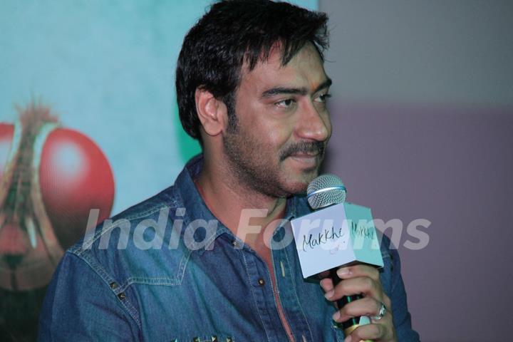 Bollywood actor Ajay Devgan at film Makkhi press conference at PVR Cinemas in Juhu, Mumbai.