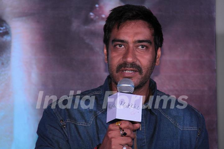 Bollywood actor Ajay Devgan at film Makkhi press conference at PVR Cinemas in Juhu, Mumbai.