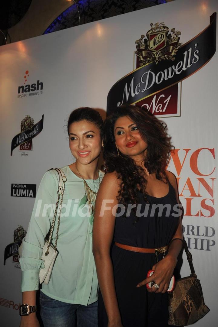 Bollywood actress Nigaar Z. Khan with sister Gauhar Khan at The Indian Grand Finale Of The McDowell's No.1 Karaoke World Championship at Phoenix Mills in Mumbai.