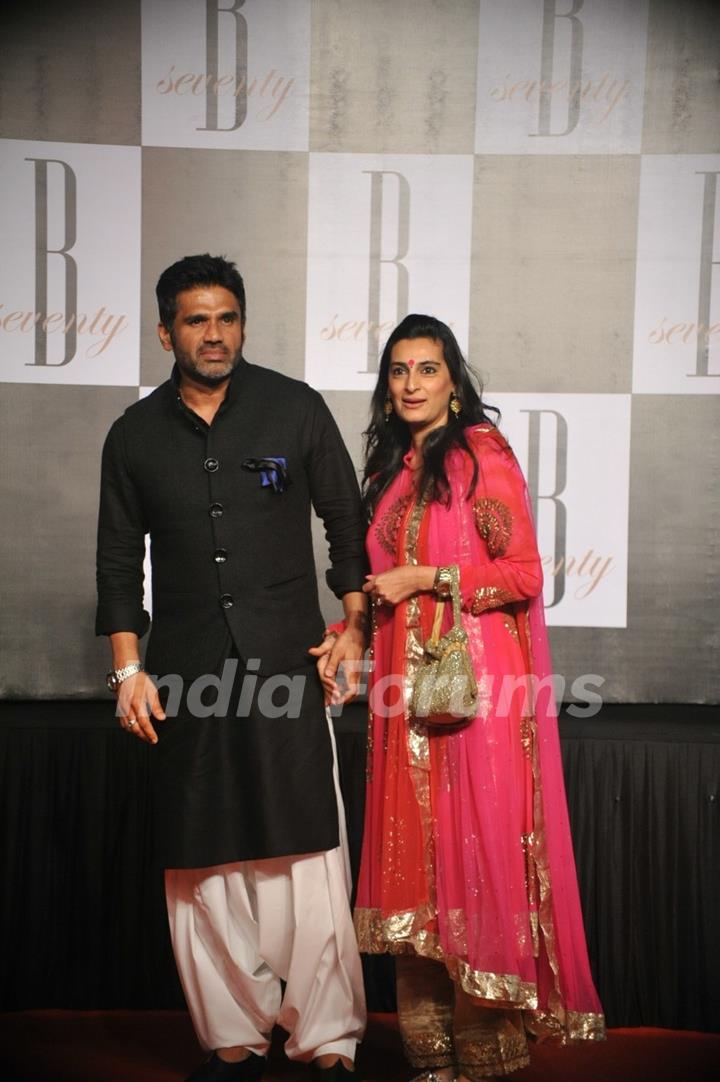 Suniel Shetty with wife Mana at Amitabh Bachchan's 70th Birthday Party