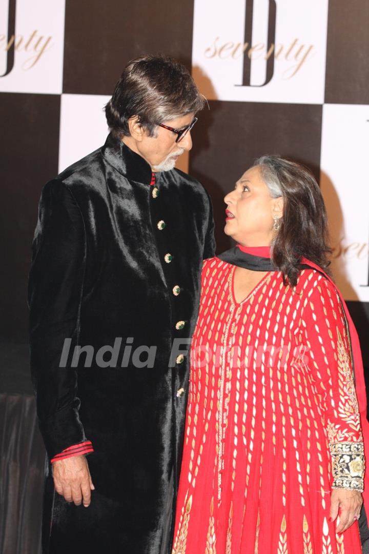 Amitabh Bachchan with wife Jaya Bachchan at his 70th Birthday Party at Reliance Media Works