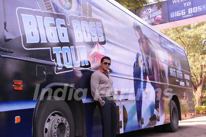 Bollywood actor Salman Khan at the launch of India's first ever reality TV tour in Mumbai.