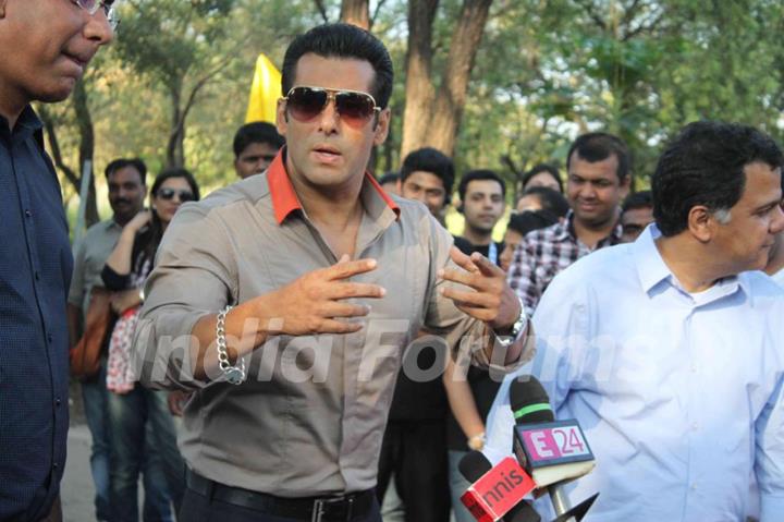 Bollywood actor Salman Khan at the launch of India's first ever reality TV tour in Mumbai.