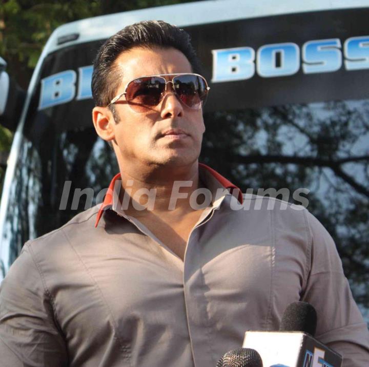 Bollywood actor Salman Khan at the launch of India's first ever reality TV tour in Mumbai.