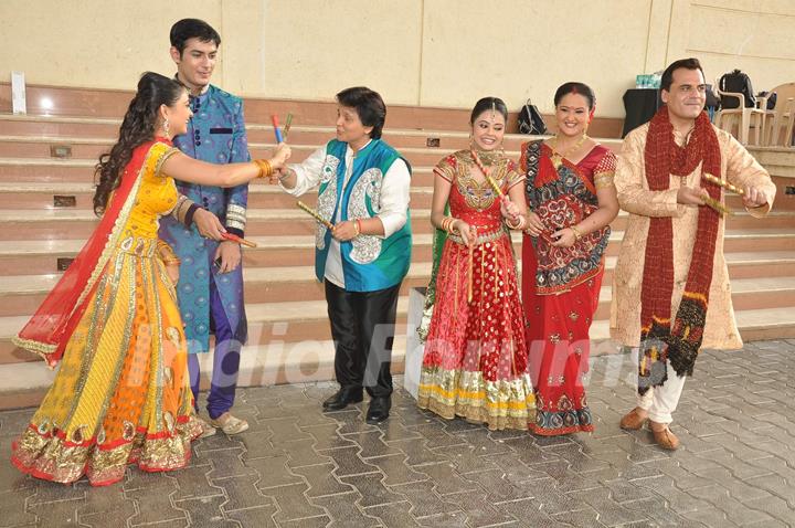 Star Plus dandia shoot with singer Falguni Pathak in Mumbai.