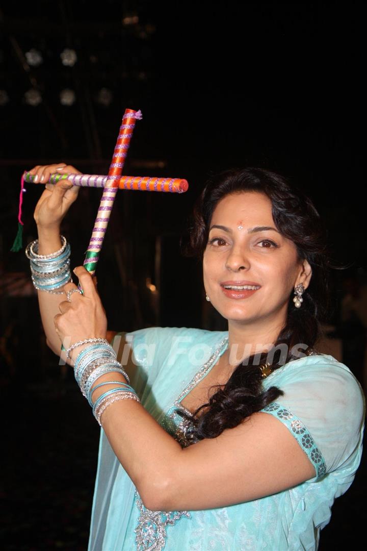 Juhi Chawla promote film Main Krishna Hun at Falguni Pathak Dandiya