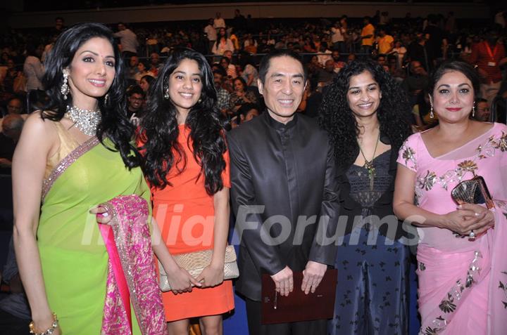 Sridevi, Jhanvi, Zhang Yimou, Gauri Shinde, Tina at Opening ceremony of 14th Mumbai Film Festival